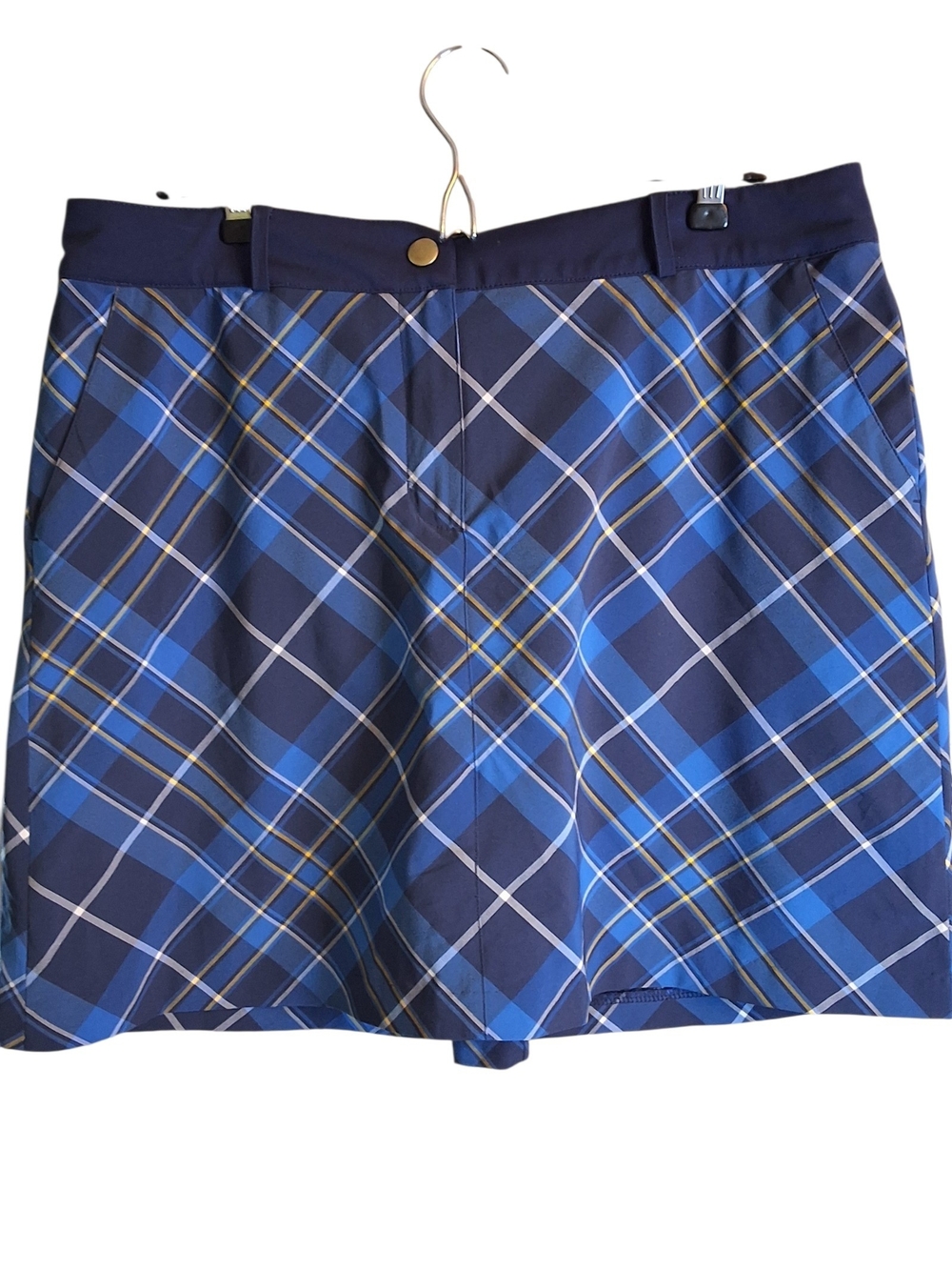 Lady Hagen Sz 12 Blue And Navy Plaid Golf/ Pickleball Skort